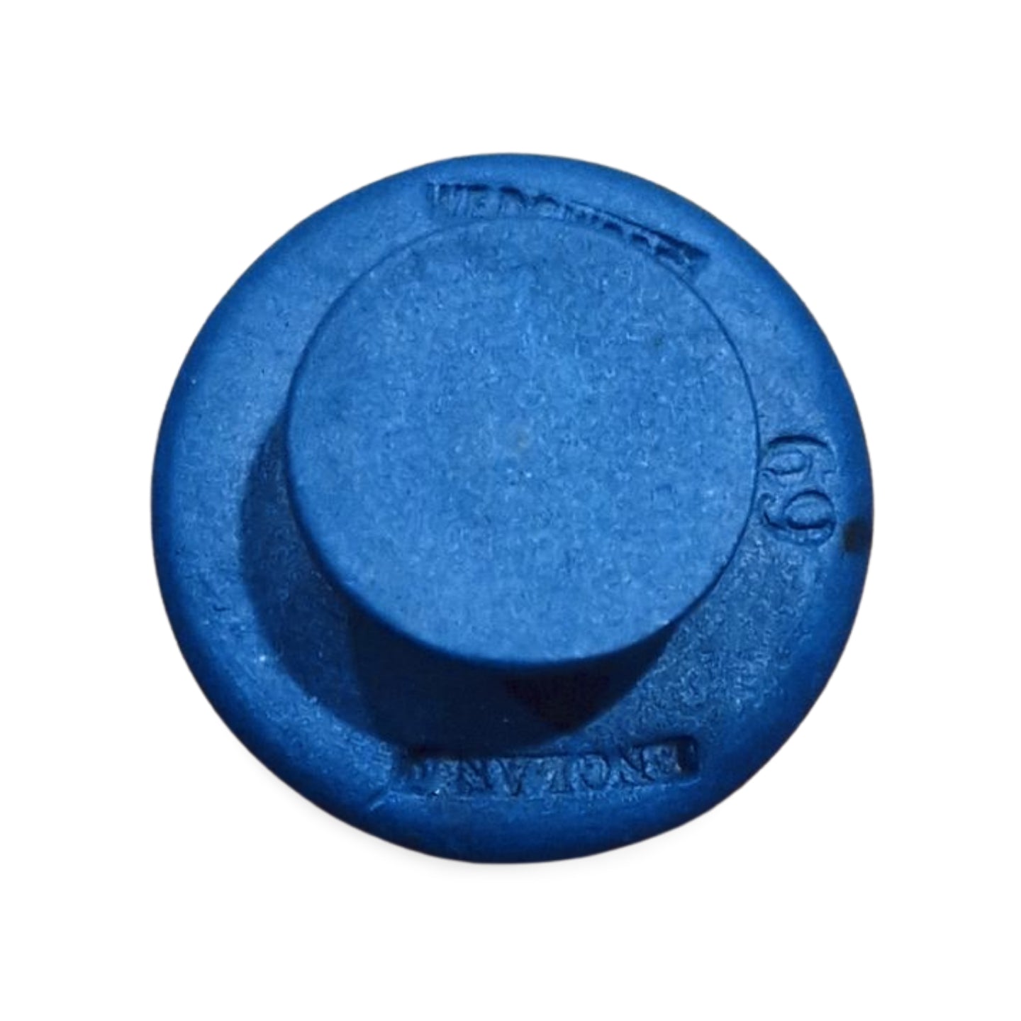 WIS Button - Pale blue on dark