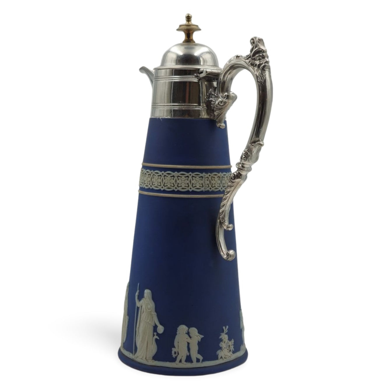 Conical jug with silver plate top & handle