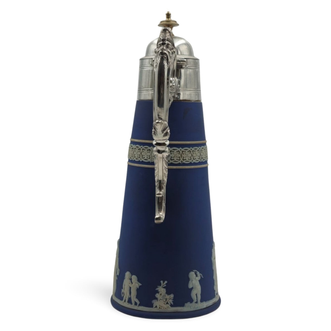 Conical jug with silver plate top & handle