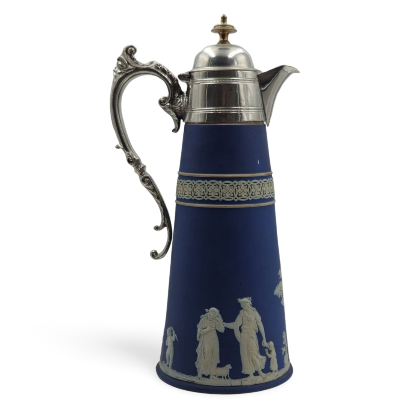 Conical jug with silver plate top & handle