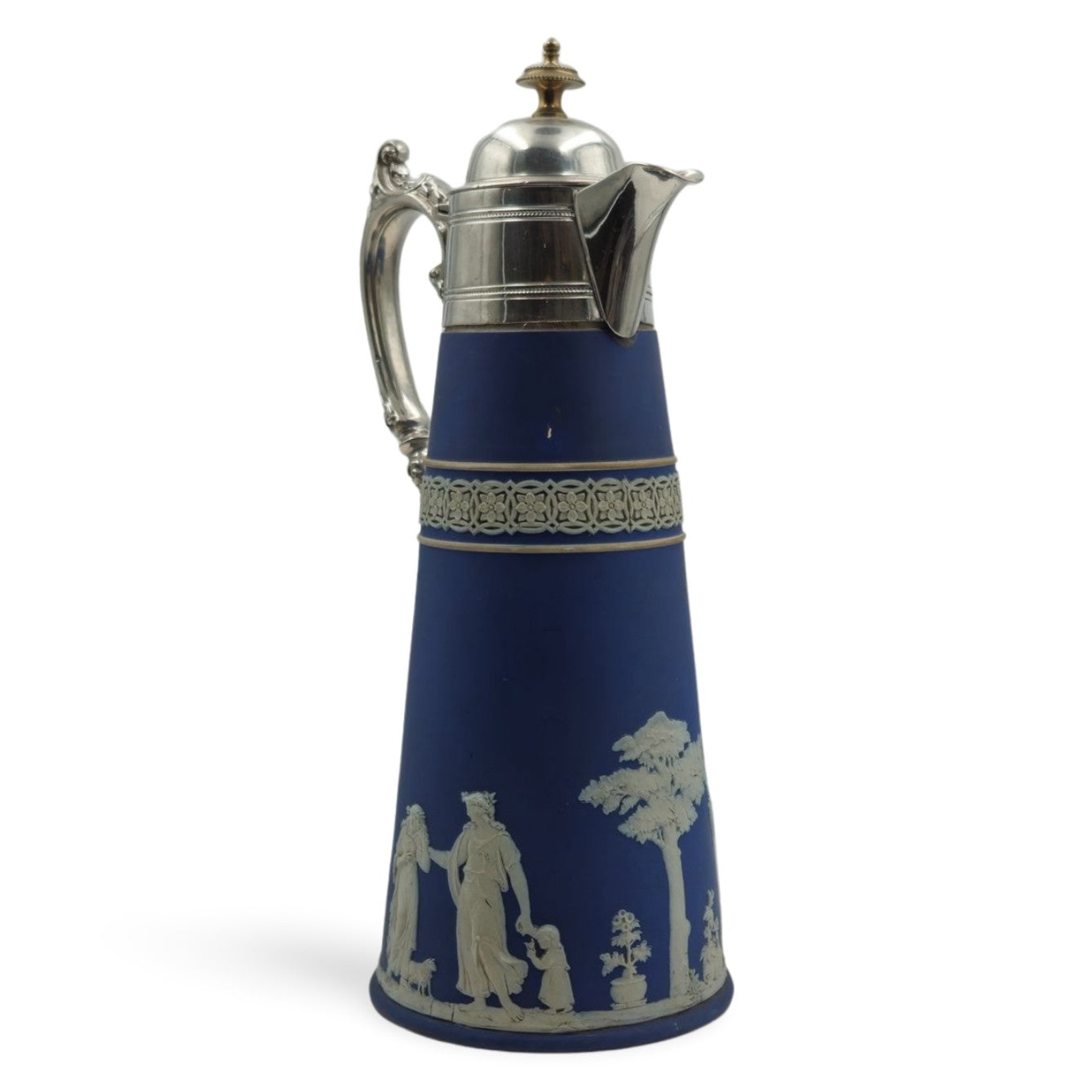 Conical jug with silver plate top & handle