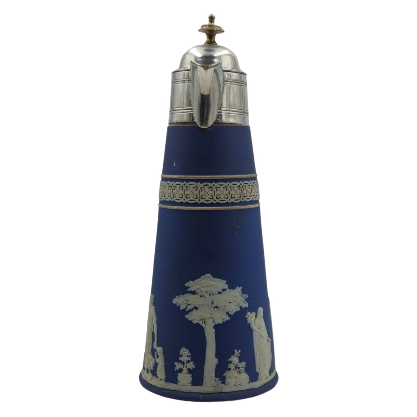 Conical jug with silver plate top & handle