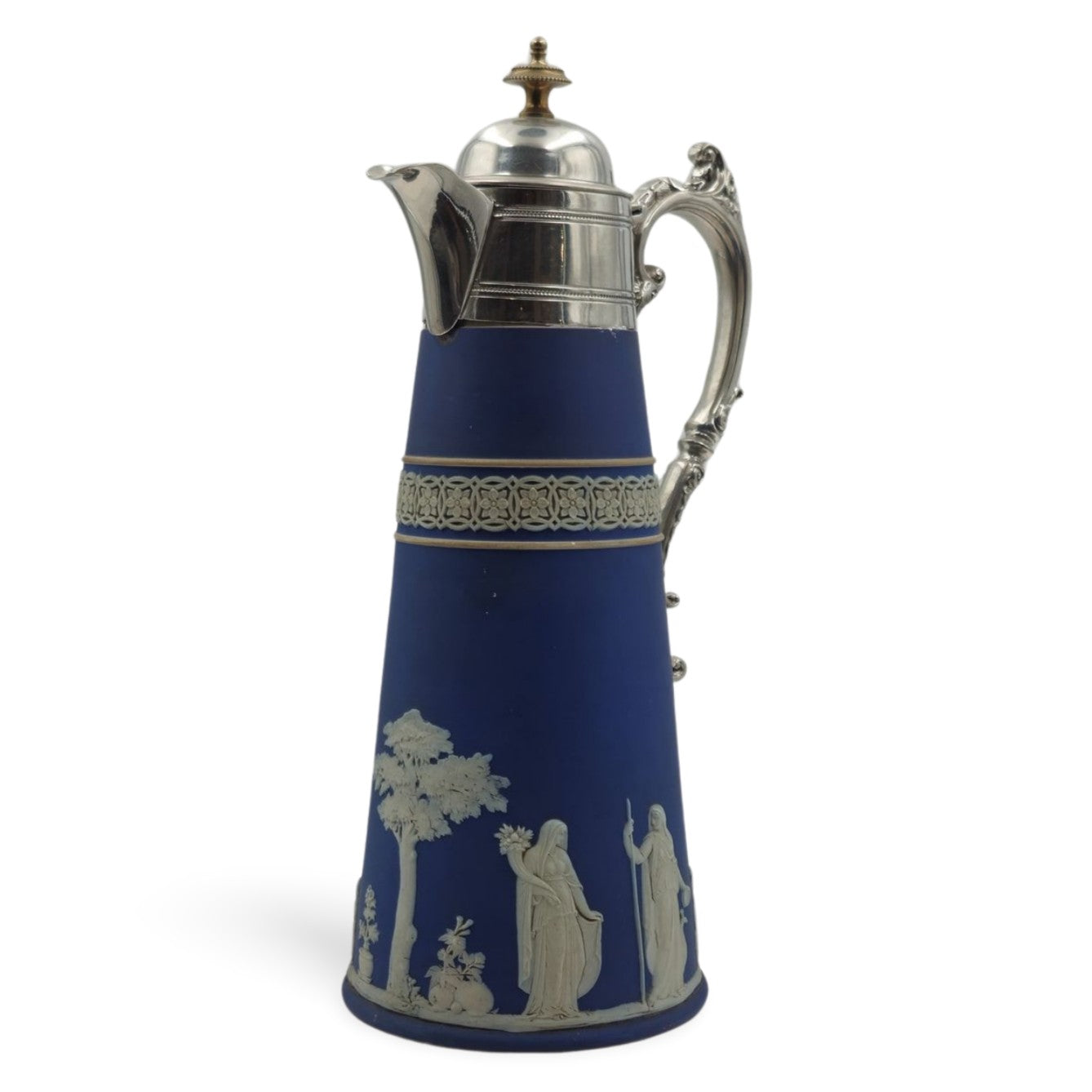 Conical jug with silver plate top & handle