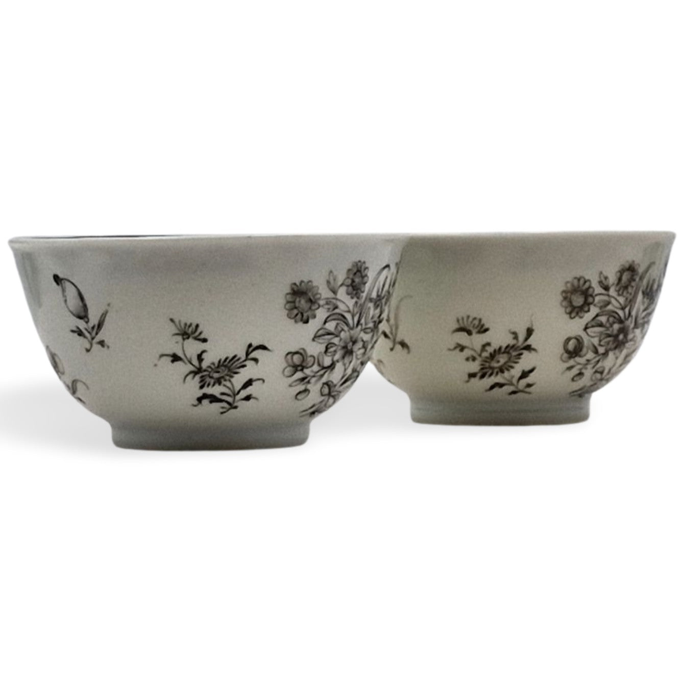 Pair black-painted tea bowls