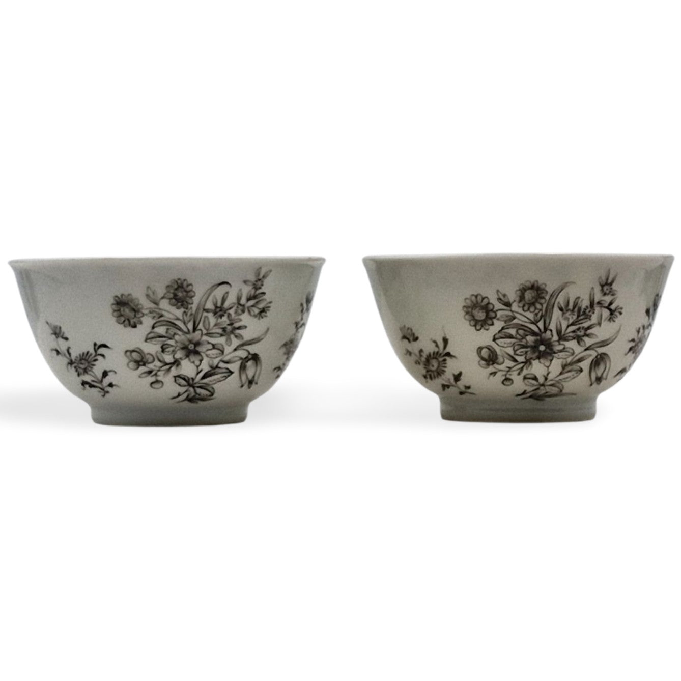 Pair black-painted tea bowls