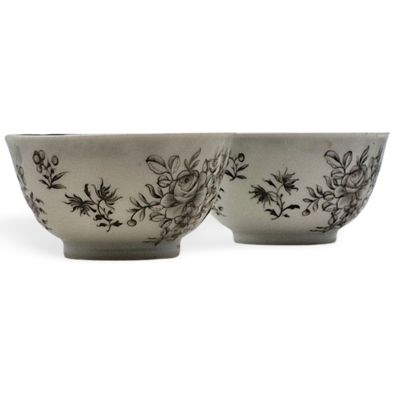 Pair black-painted tea bowls