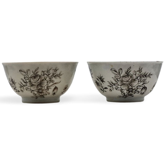 Pair black-painted tea bowls
