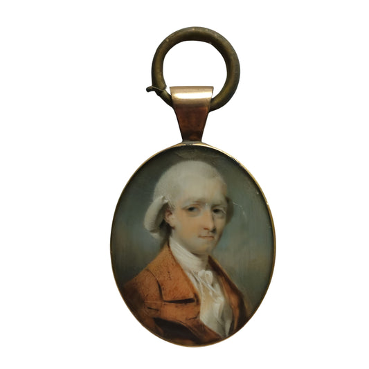Miniature on ivory; man in short wig