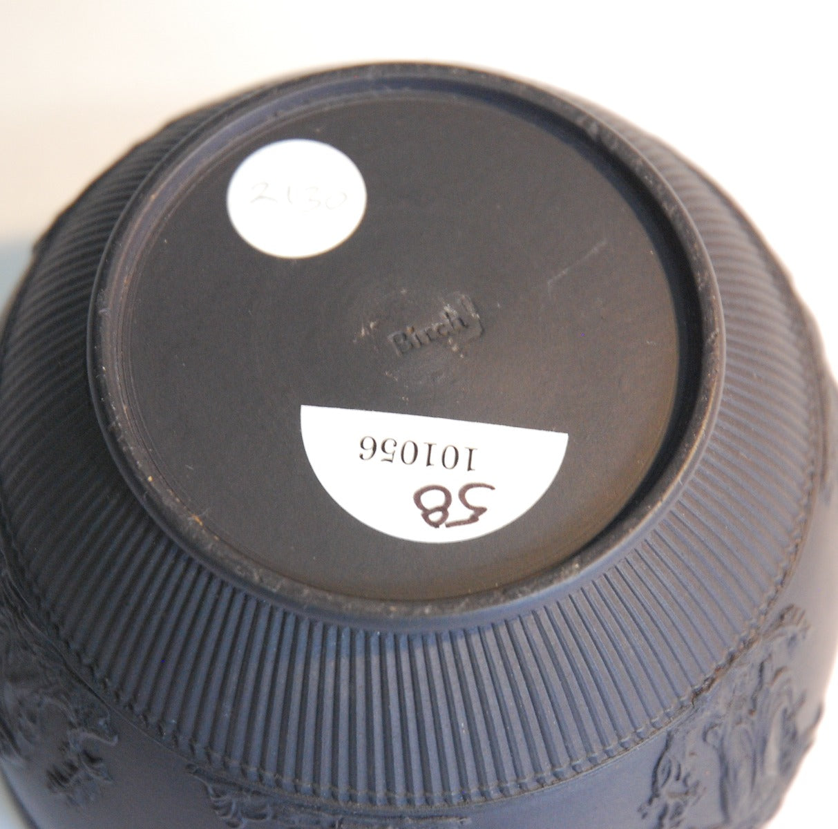 Sugar Box; ribbed & relief; widow finial