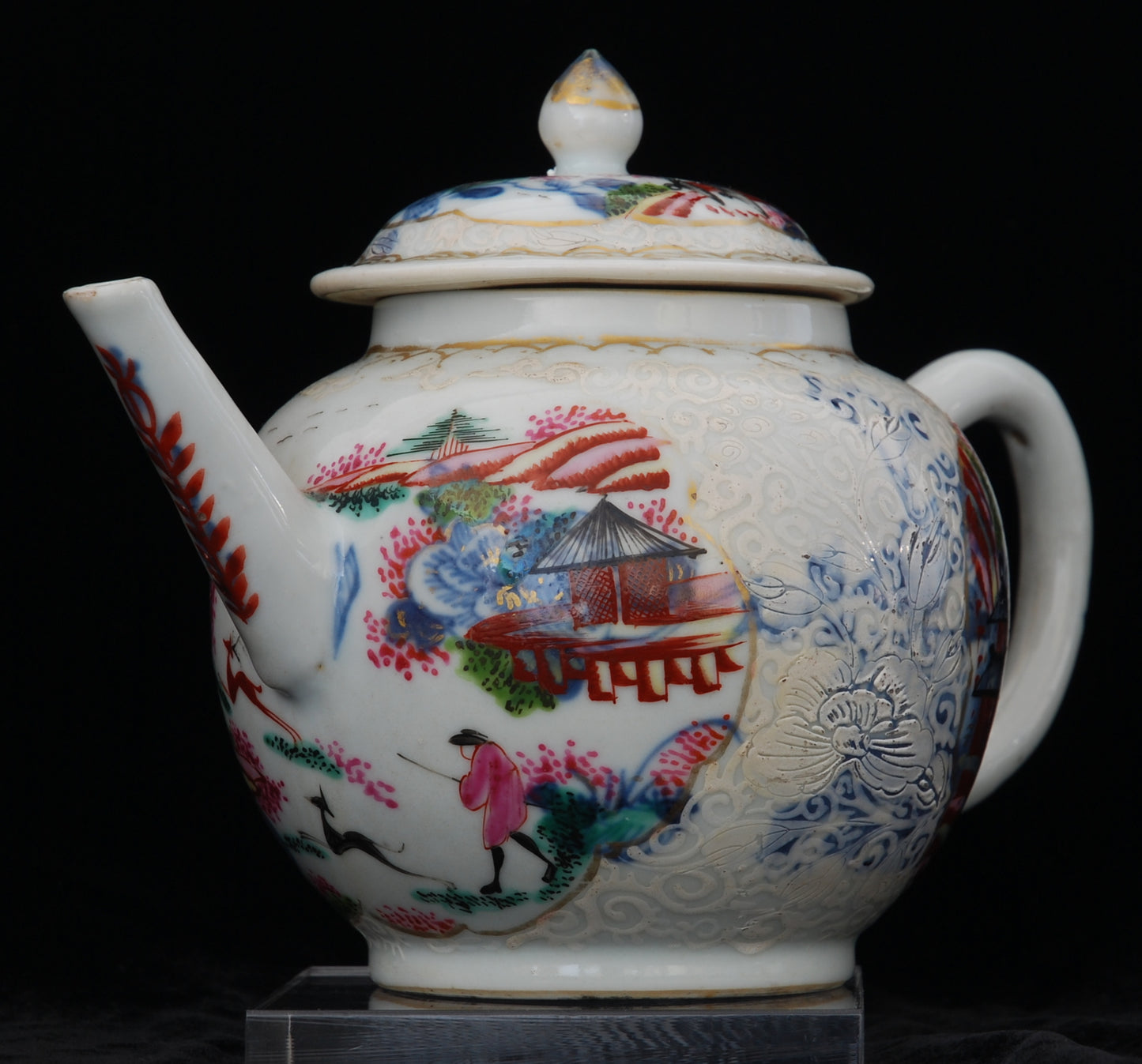 Chinese Teapot, Giles decorated: Stag Hunt