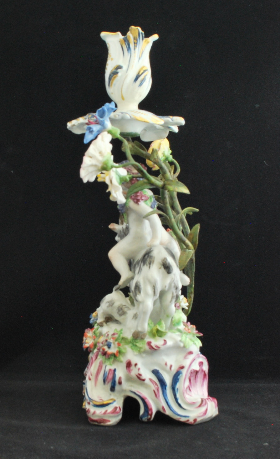 Pair putti & goat candlesticks: Four Seasons