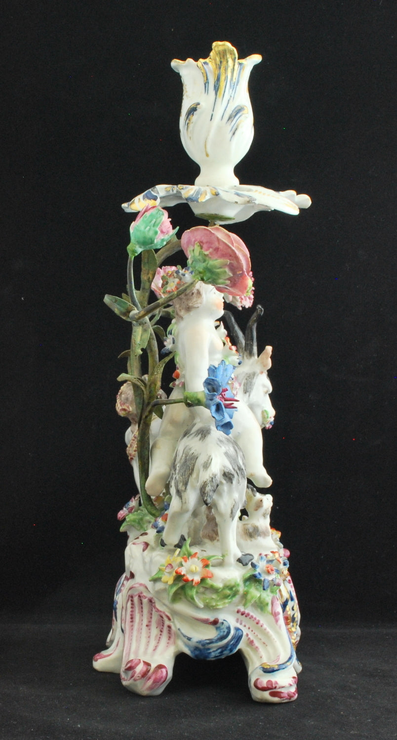 Pair putti & goat candlesticks: Four Seasons