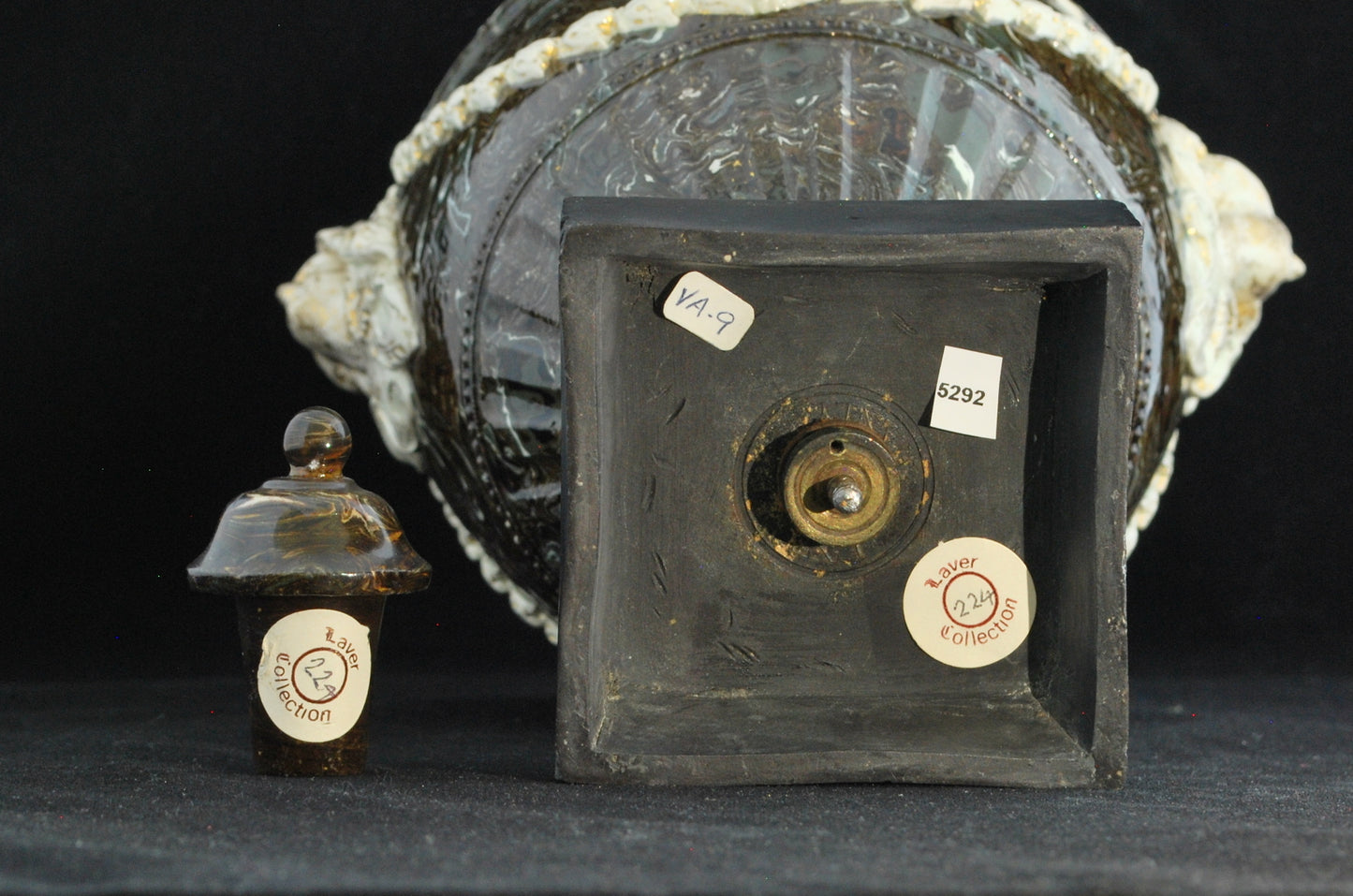 Marbelised vase, shield shape, gilding