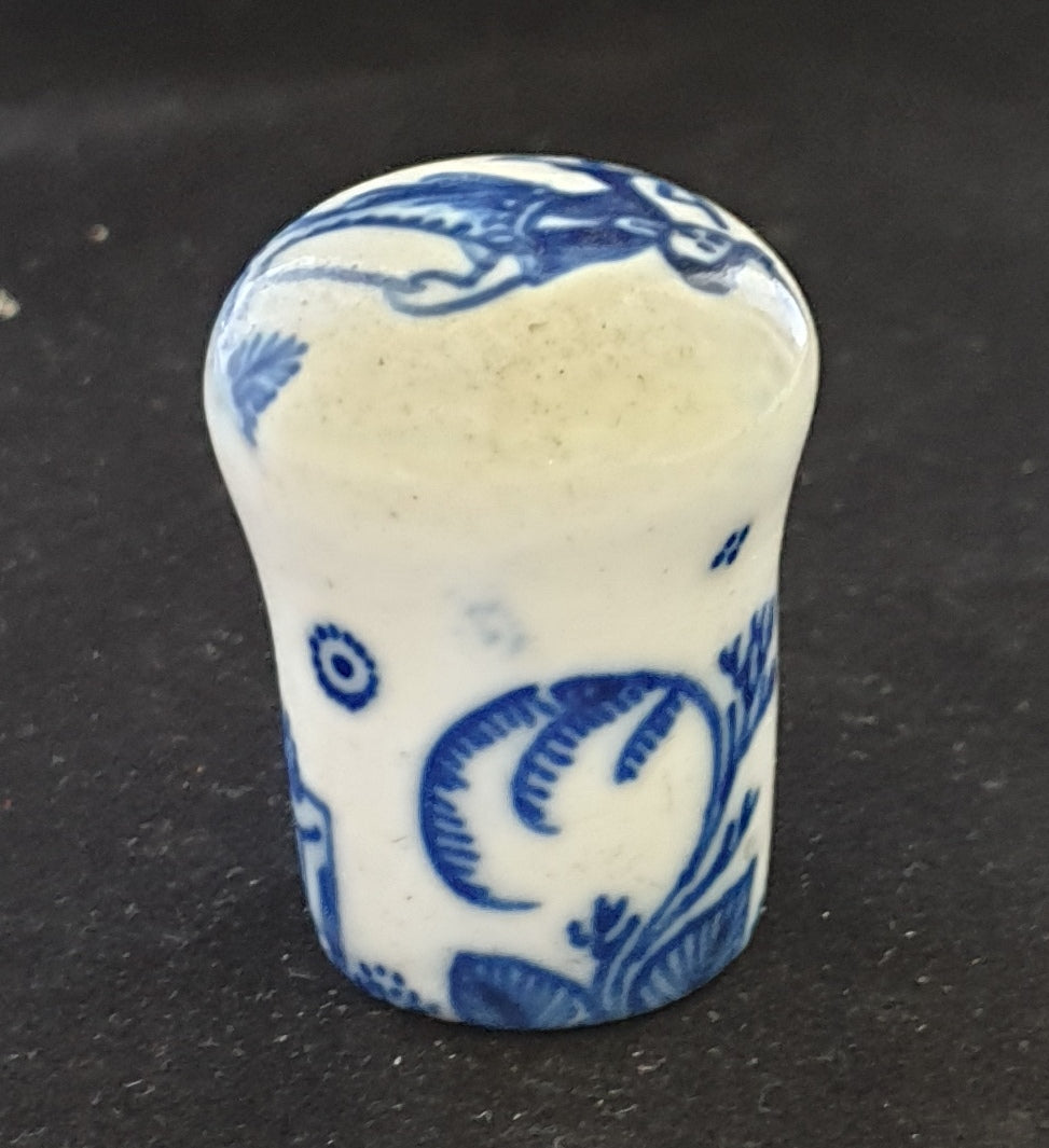 Cane Handle, underglaze blue Chinoiserie decoration