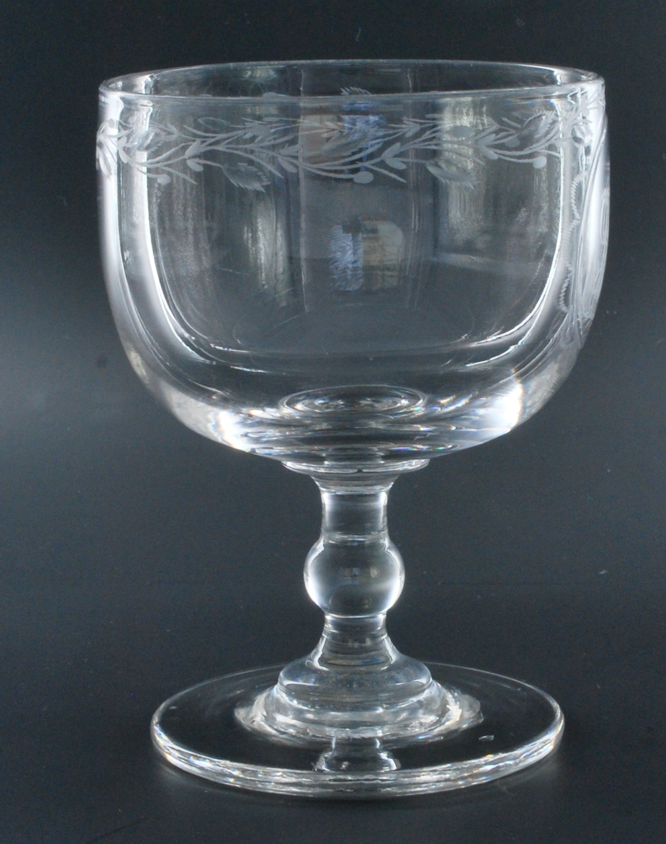 Set six Anglo-Irish monogrammed glasses