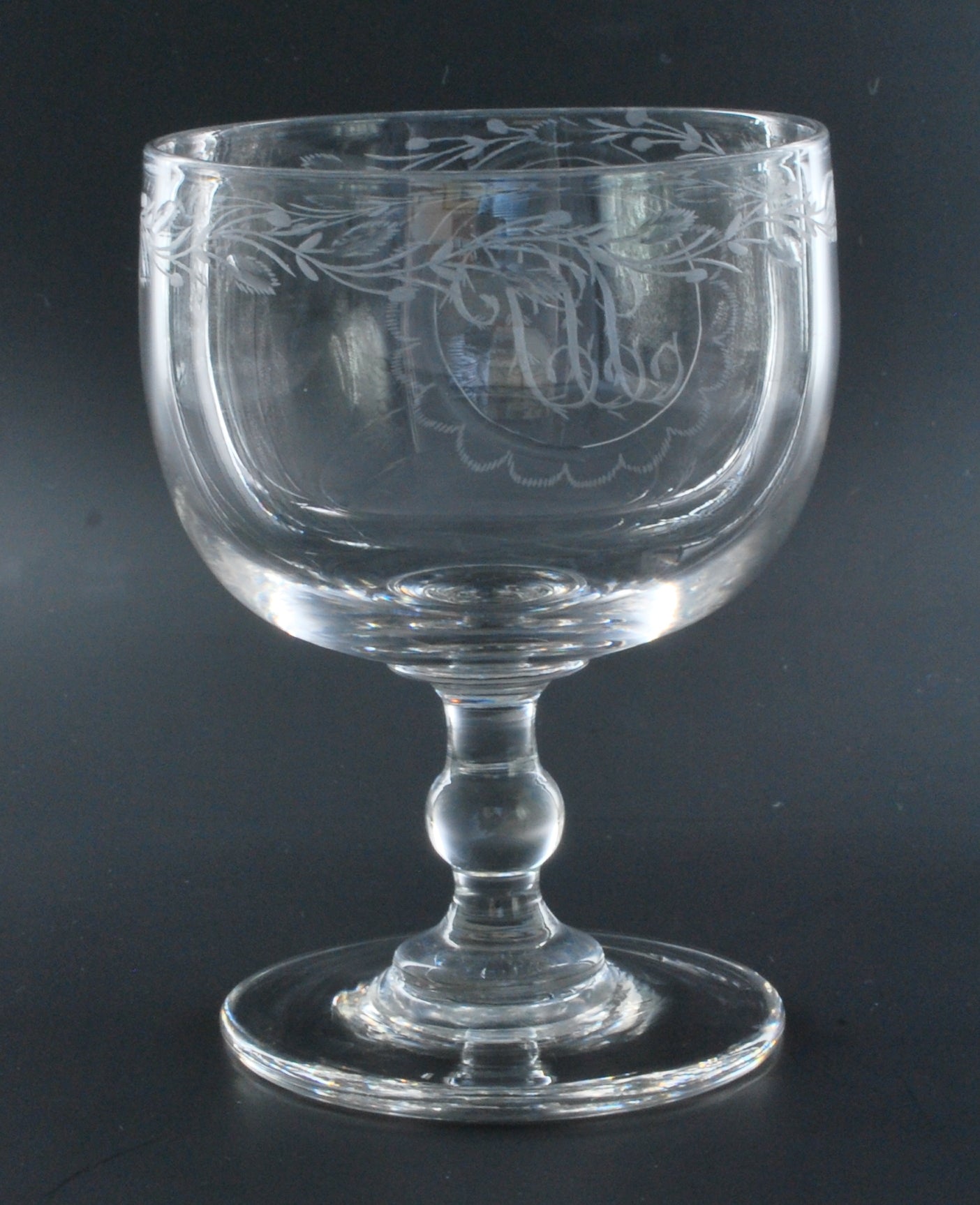 Set six Anglo-Irish monogrammed glasses