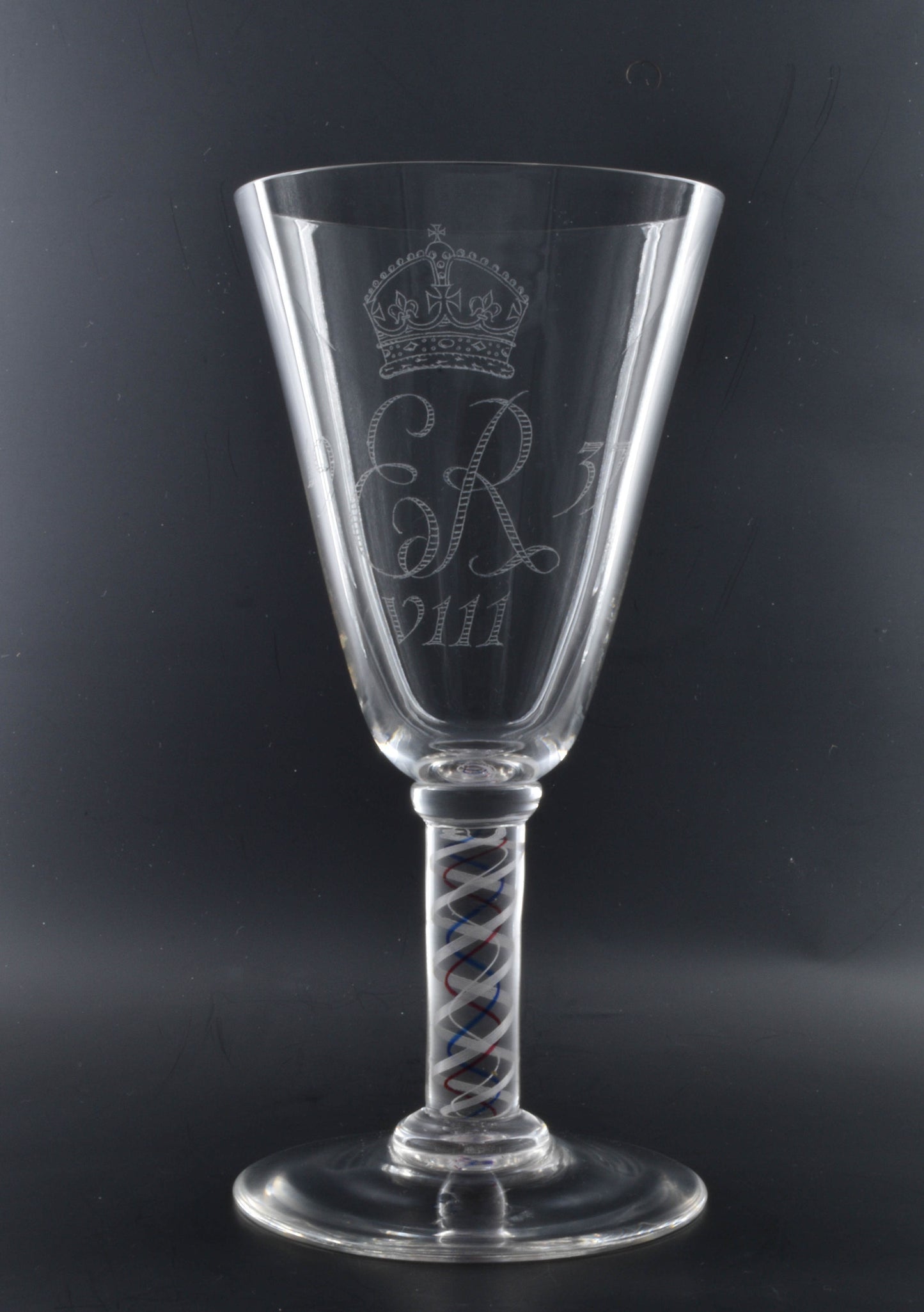 Wine glass with airtwist stem, for the Coronation of Edward VIII