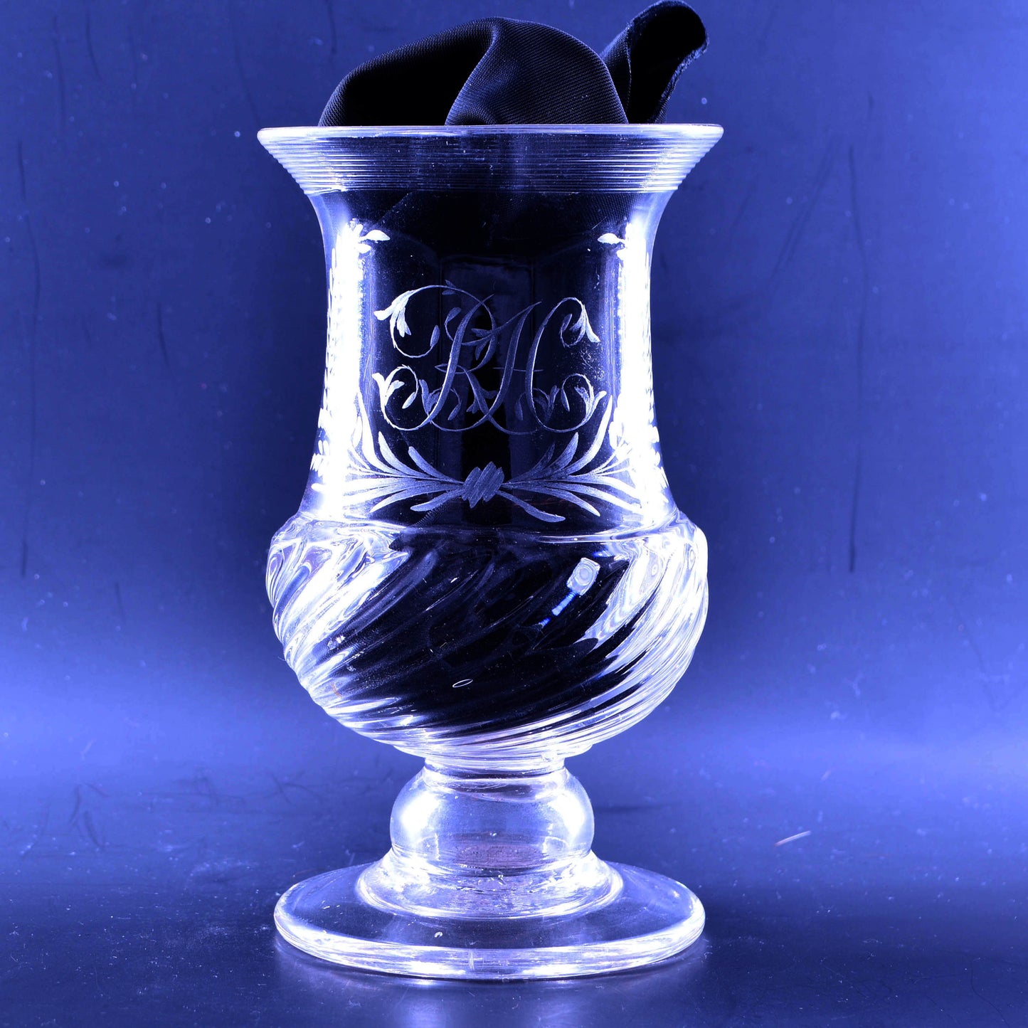 Glass tankard, with William IV sixpence in foot