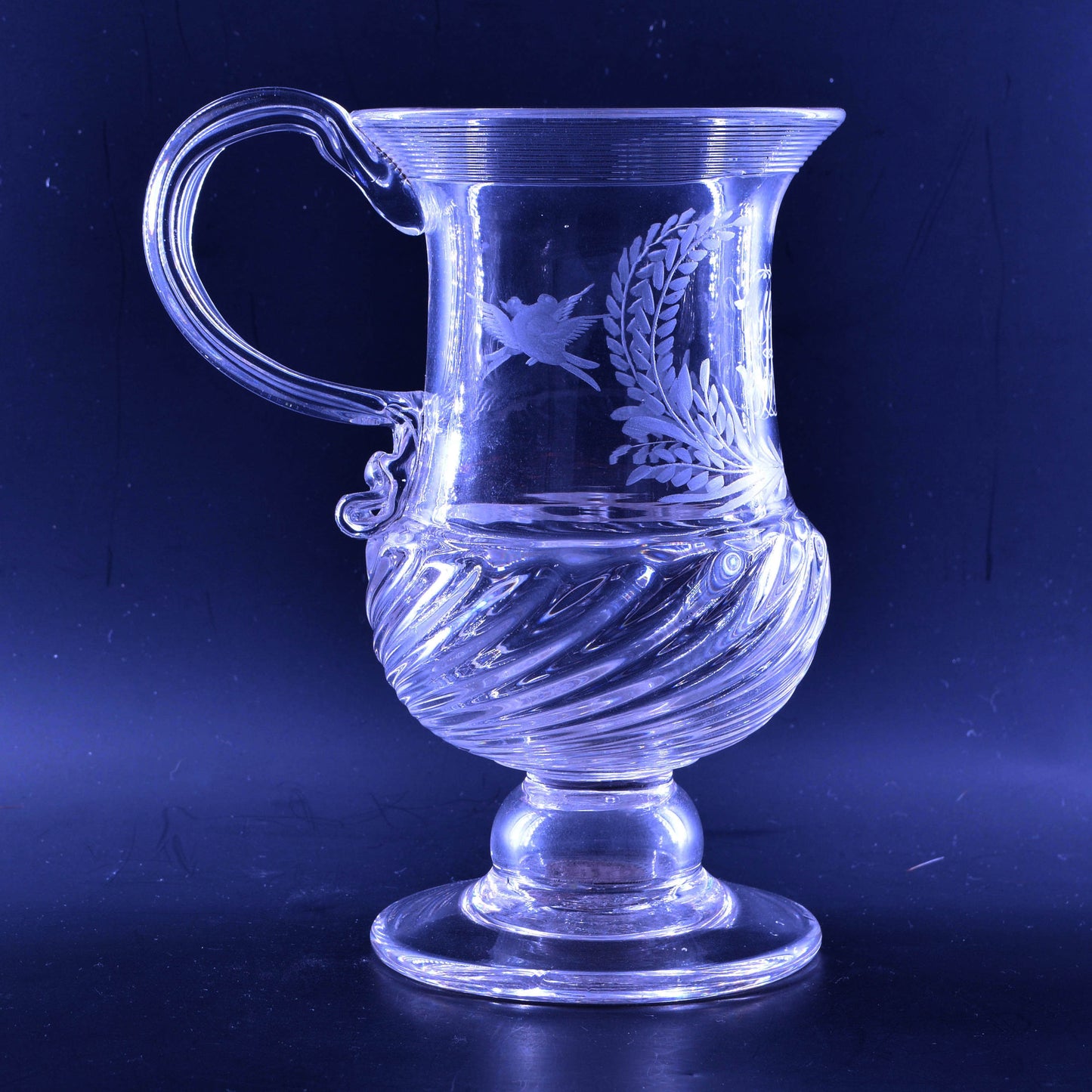 Glass tankard, with William IV sixpence in foot