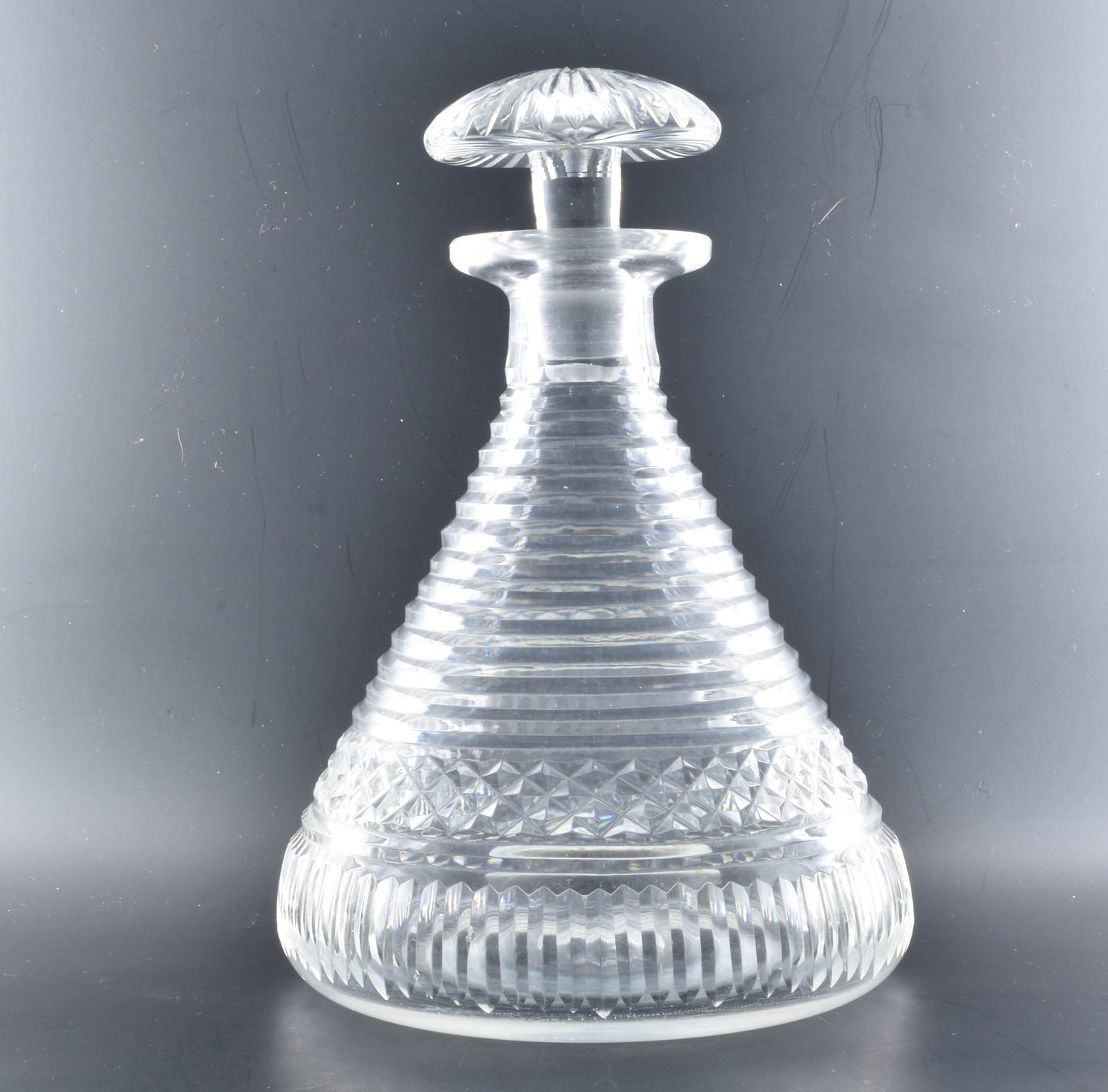 Ship's Decanter. Stepped prism and diamonds.