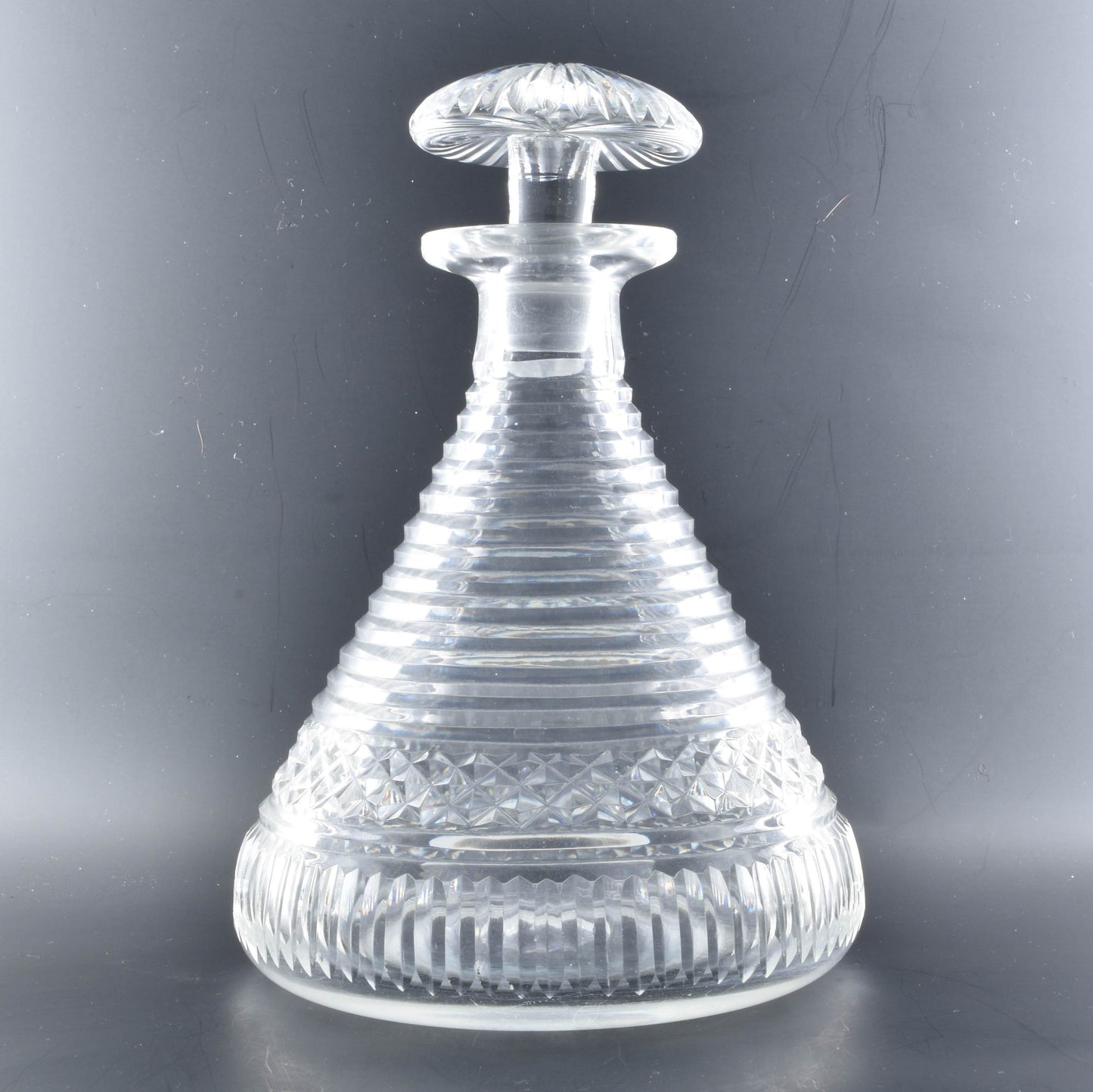Ship's Decanter. Stepped prism and diamonds.