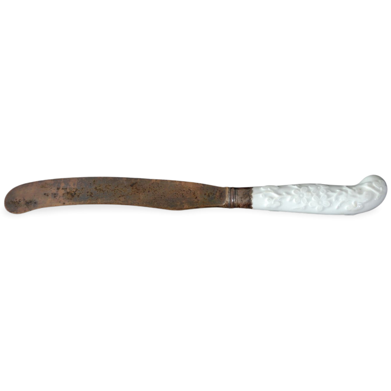 Knife, white, raised anchor period. Prunus.