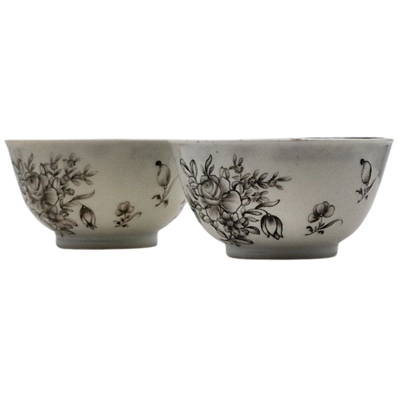 Pair black-painted tea bowls