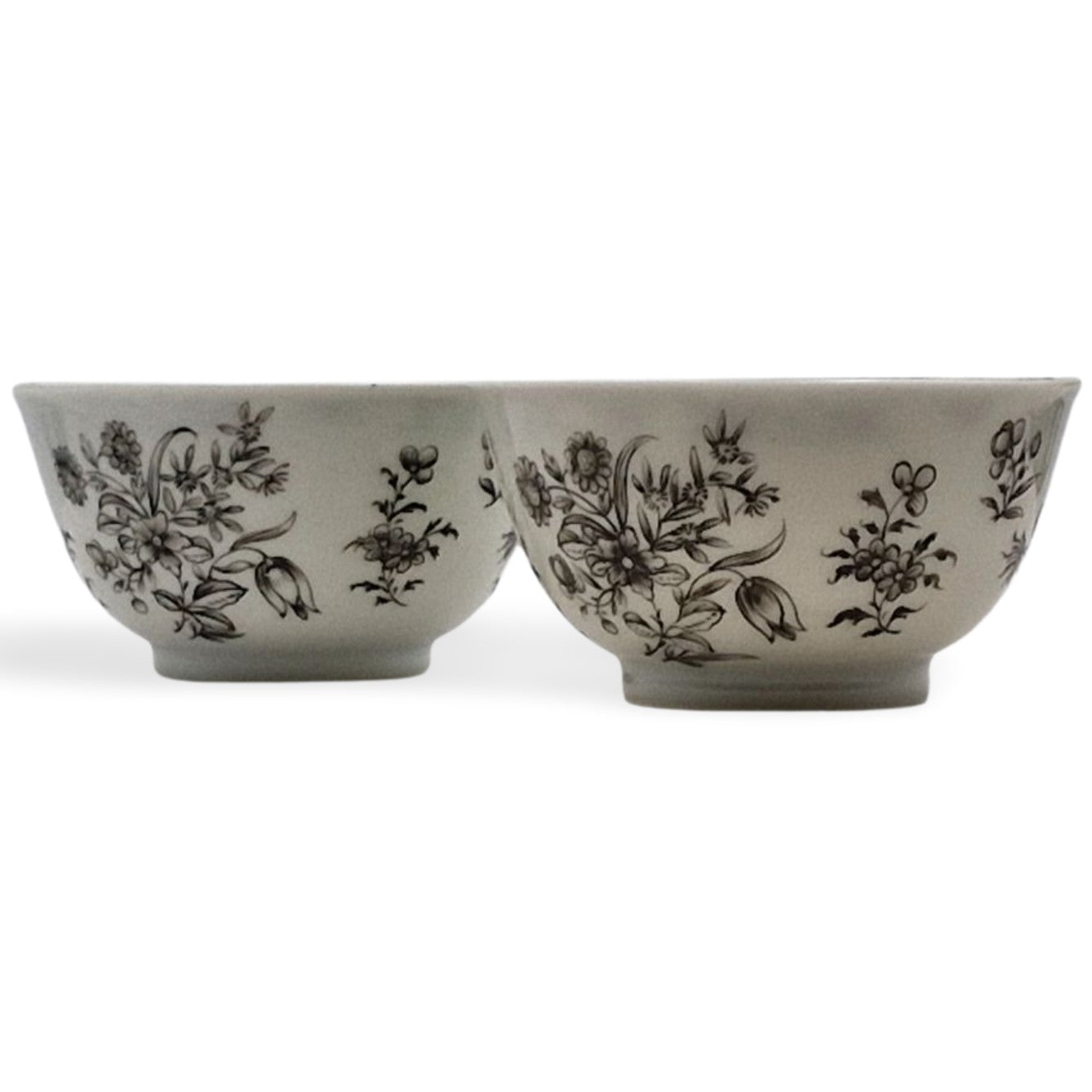 Pair black-painted tea bowls