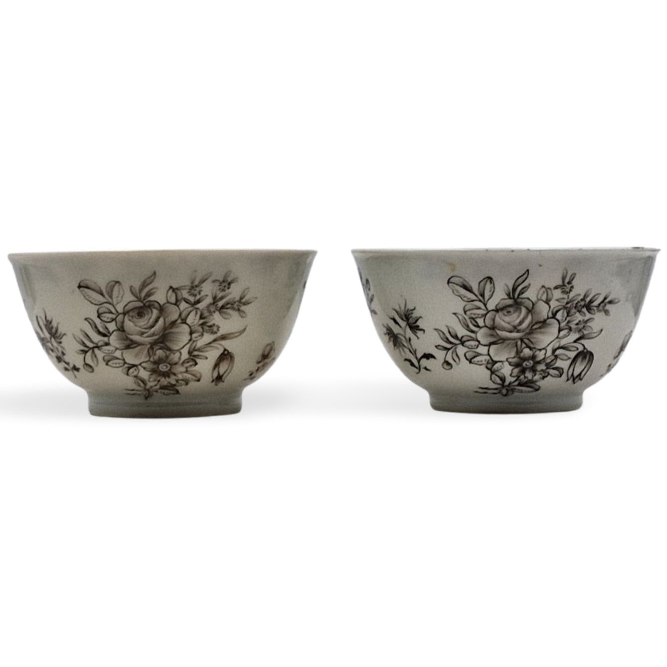 Pair black-painted tea bowls