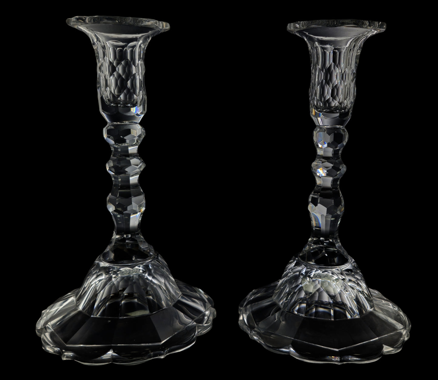 Pair of facet-cut Candlesticks