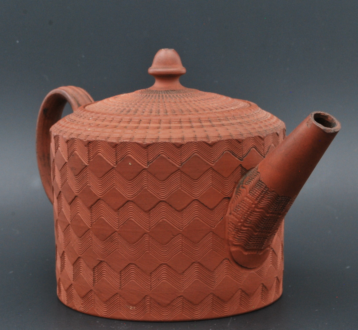Teapot, engine turned Chevron pattern