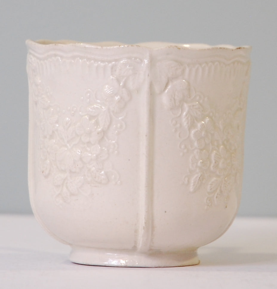 Creamware cup; Garlands; twig handle