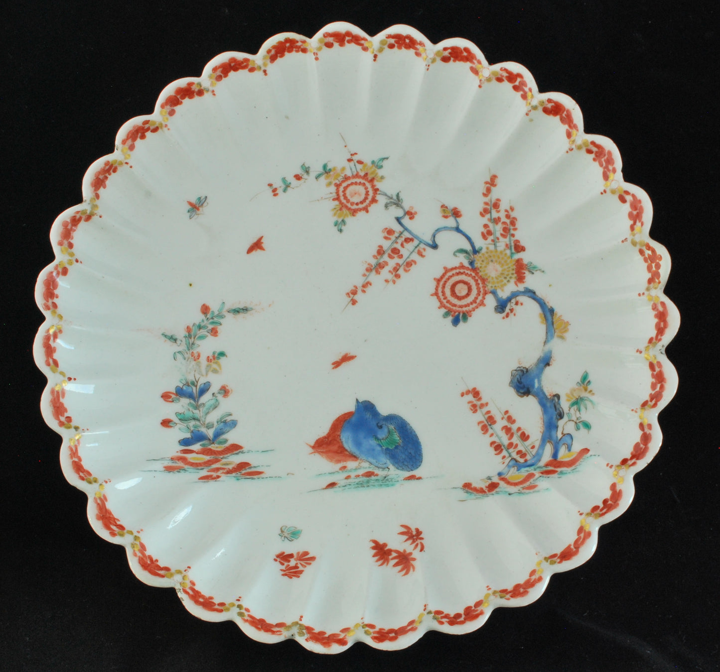 Pair Fluted Dishes: Two Quail