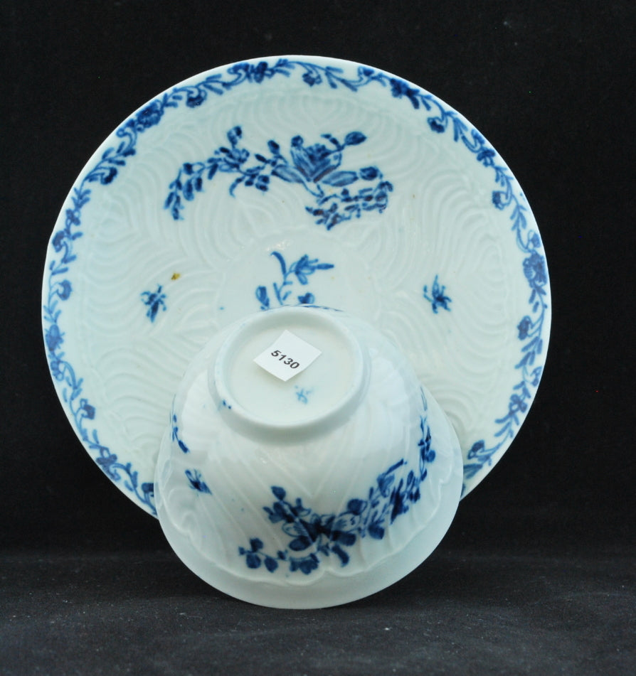 Tea Bowl & Saucer: Feather Moulded