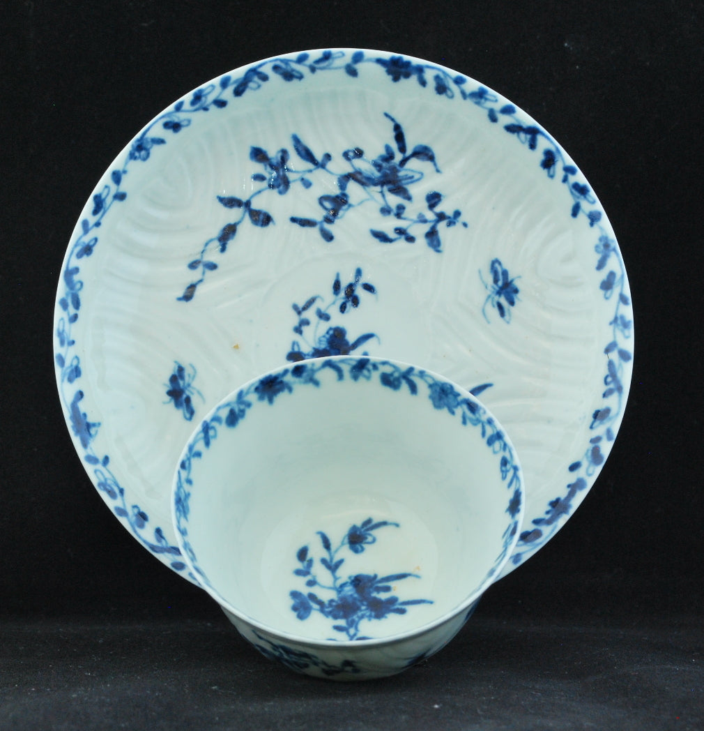 Tea Bowl & Saucer: Feather Moulded, Flowers - 6 of 6