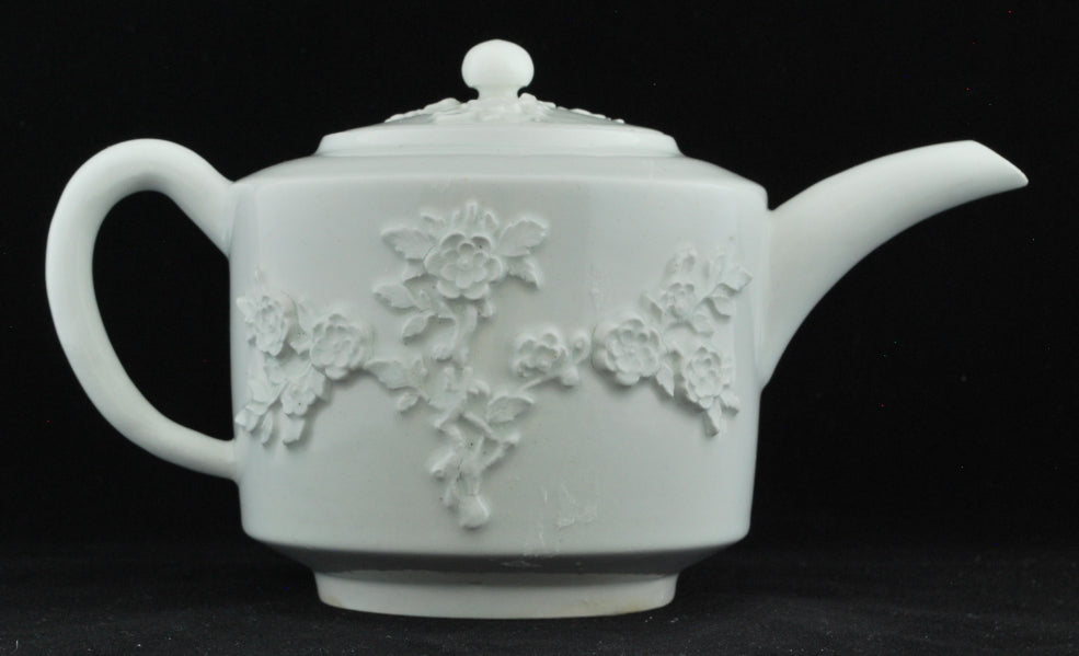 Teapot, drum shape, Prunus decoration