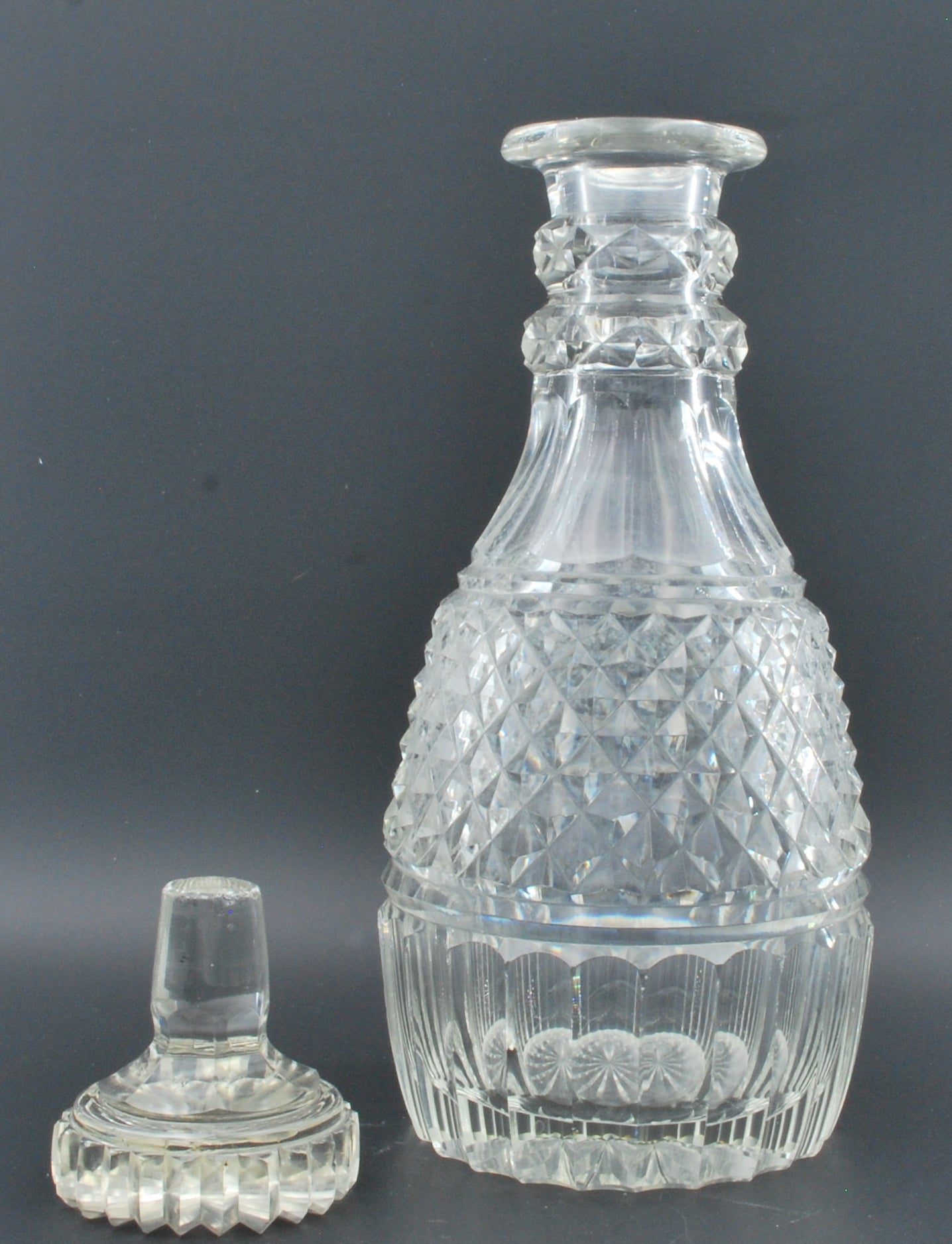 Pair mallet shaped decanters