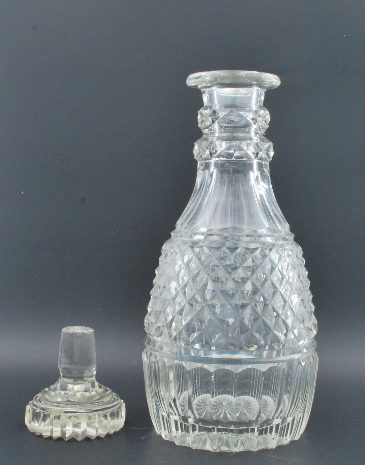 Pair mallet shaped decanters
