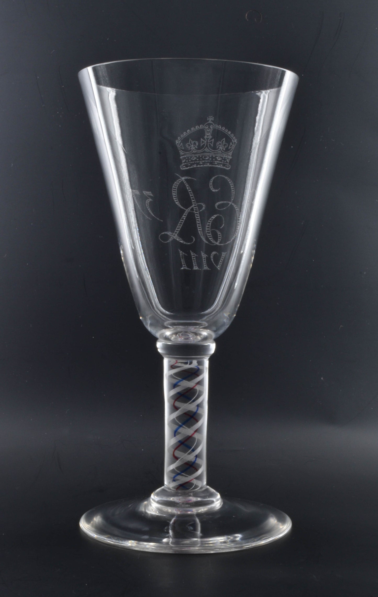 Wine glass with airtwist stem, for the Coronation of Edward VIII