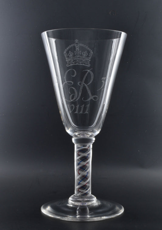 Wine glass with airtwist stem, for the Coronation of Edward VIII