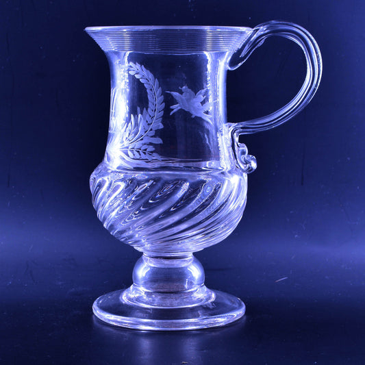 Glass tankard, with William IV sixpence in foot