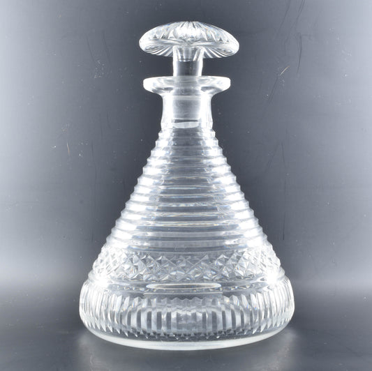 Ship's Decanter. Stepped prism and diamonds.