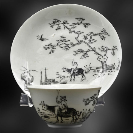 Tea Bowl & Saucer - Boy on a Buffalo